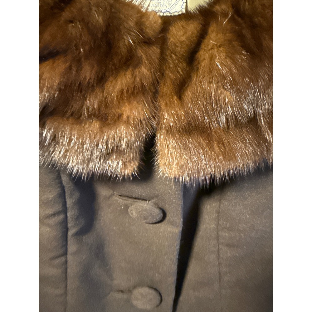 Vintage Ruth McCulloch Brown Wool Cropped Cocktail Jacket Real Mink Fur Collar - Picture 4 of 13